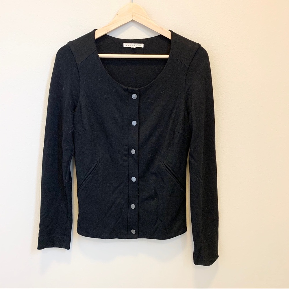 Red Haute-Anthropologie Black Button/Zipper Jacket